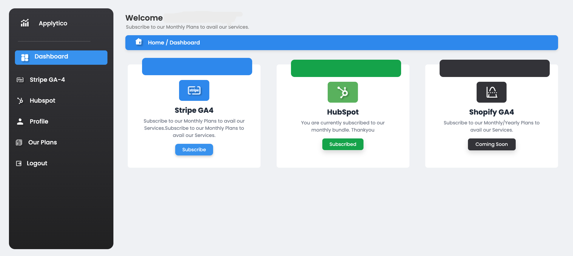 Stripe & GA4 Integration with Applytico Dashboard