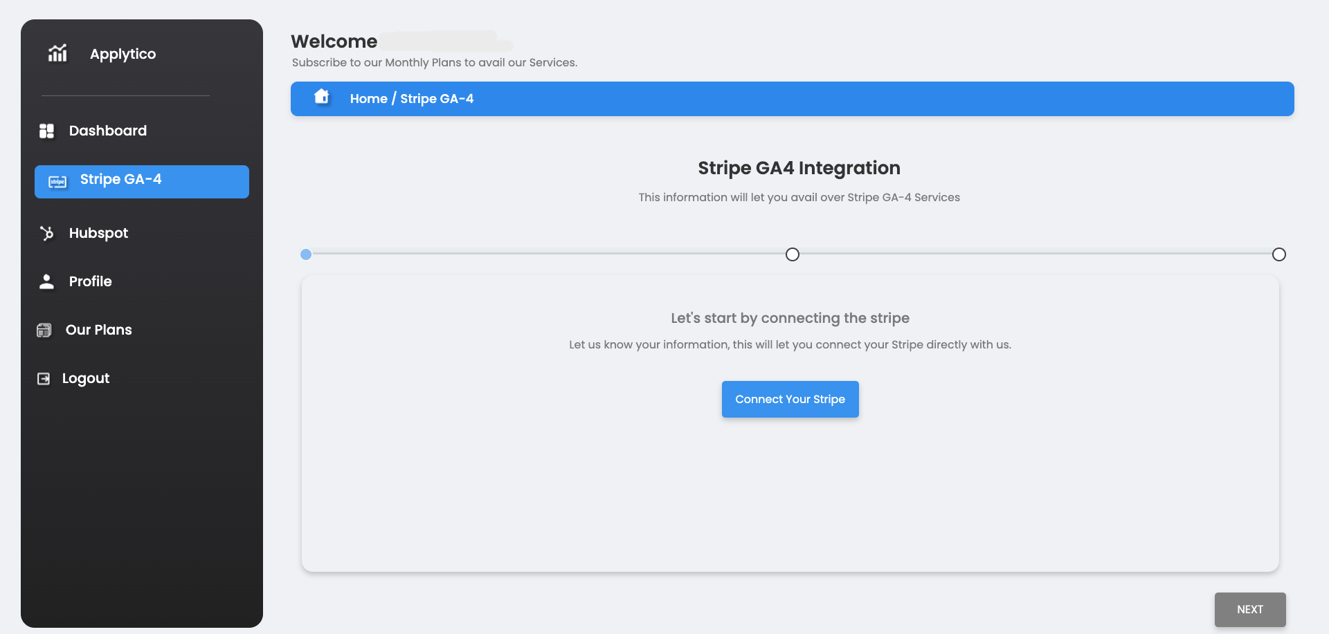 Stripe & GA4 Integration with Applytico Connect Stripe